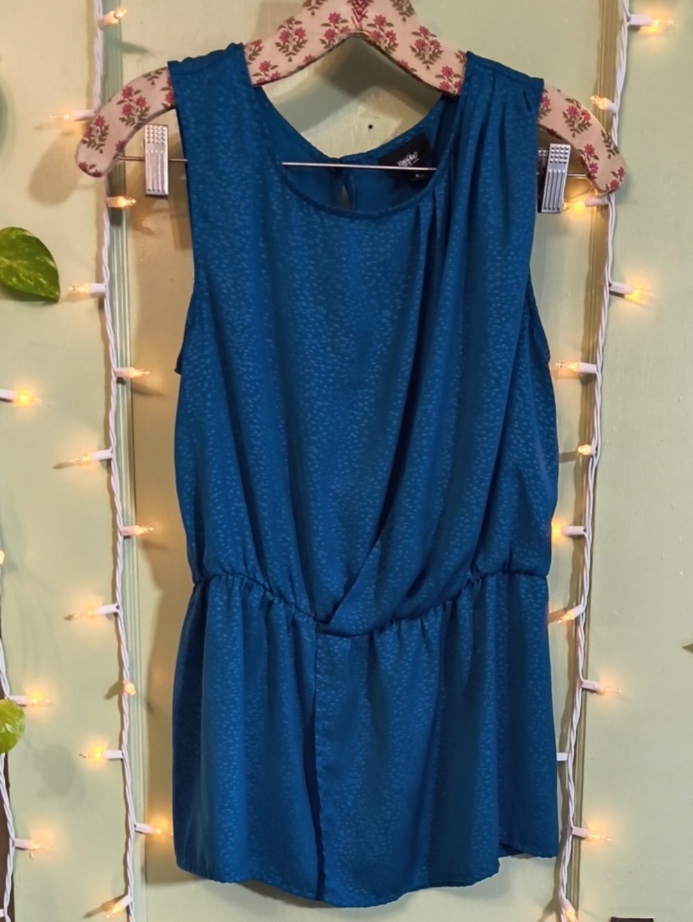 Women's Mossimo Aqua Blue Sleeveless Wrap Cinch Waist Blouse S